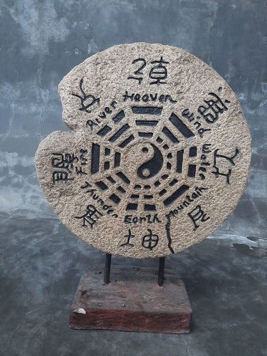 Decorative Round Plate with Yin Yang and Chinese Symbols