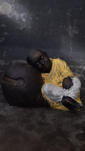 Hand-Painted Sleeping Buddha on a Cloth Sack