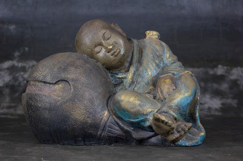 Hand-Painted Sleeping Buddha on a Cloth Sack