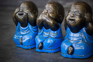 Hand-Painted Set of Three Buddhas - Deaf, Mute, Blind Gestures