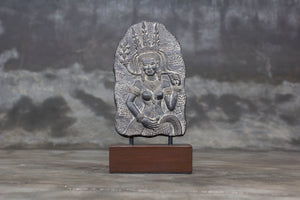 Table Relief of Hindu Goddess Dewi Sri on a Cement Stand