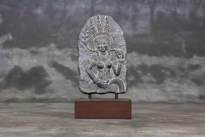 Table Relief of Hindu Goddess Dewi Sri on a Cement Stand