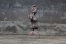 Load image into Gallery viewer, Decorative cement relief on a stand with Hindu goddess Dewi Sri carving.