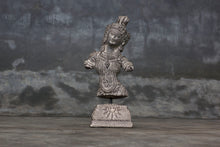 Load image into Gallery viewer, Decorative cement relief on a stand with Hindu goddess Dewi Sri carving.