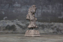 Load image into Gallery viewer, Decorative cement relief on a stand with Hindu goddess Dewi Sri carving.