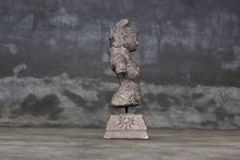 Load image into Gallery viewer, Decorative cement relief on a stand with Hindu goddess Dewi Sri carving.