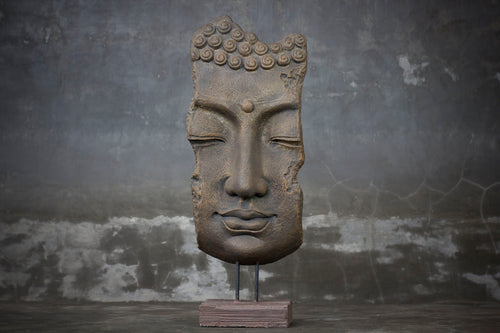 Mask-Shaped Buddha Sculpture on a Stand