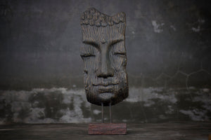 Mask Buddha Sculpture on a Stand