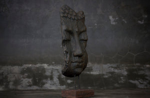 Mask Buddha Sculpture on a Stand