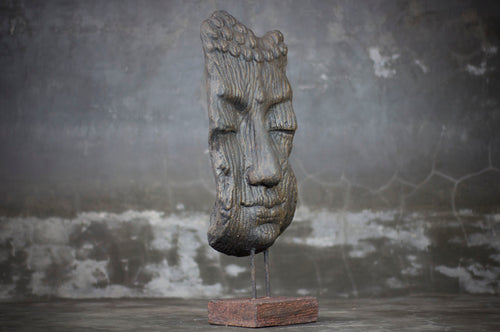 Mask Buddha Sculpture on a Stand