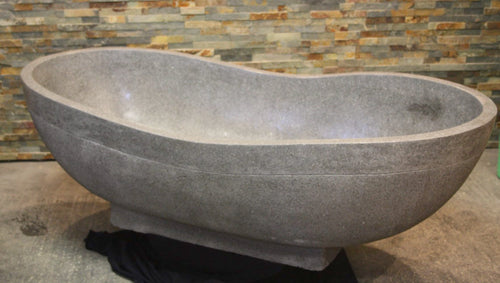 Handcrafted Dark Grey Terrazzo Stone Freestanding Bathtub - Spa Quality