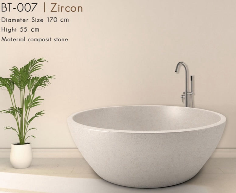 Handcrafted Terrazzo Stone Freestanding Bathtub - Spa Quality (Round)