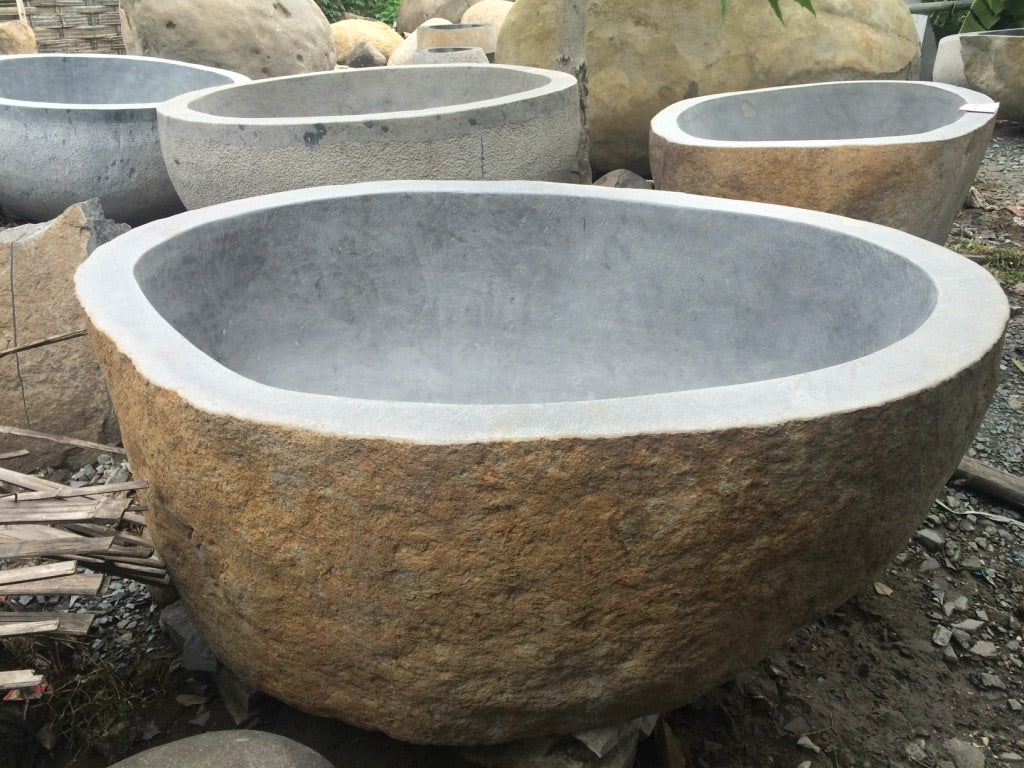 Handcrafted Natural Stone Freestanding Bathtub - Spa Quality