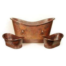 Load image into Gallery viewer, Freestanding Copper Bathtub with two additional Washbasins