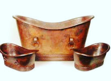 Load image into Gallery viewer, Freestanding Copper Bathtub with two additional Washbasins