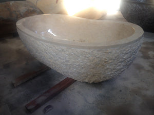 Handcrafted Marble Stone Freestanding Bathtub - Spa Quality (Oval)