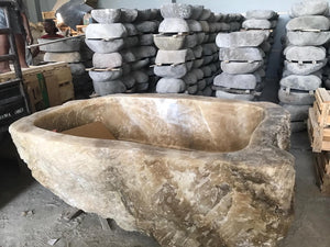 Handcrafted Onyx Stone Freestanding Bathtub - Spa Quality