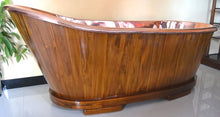 Load image into Gallery viewer, Handcrafted Teak Wood and Copper Freestanding Bathtub - Spa Quality