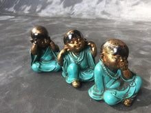 Load image into Gallery viewer, Hand-Painted Baby Buddha Set of 3 - Deaf, Mute, and Blind Gestures - 10 cm