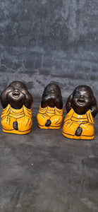 Hand-Painted Set of Three Buddhas - Deaf, Mute, Blind Gestures