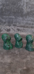 Hand-Painted Set of Three Buddhas - Deaf, Mute, Blind Gestures