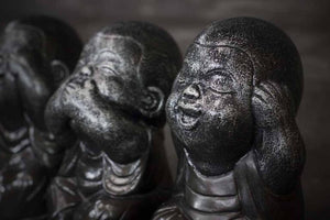 Hand-Painted Set of Three Buddhas - Deaf, Mute, Blind Gestures