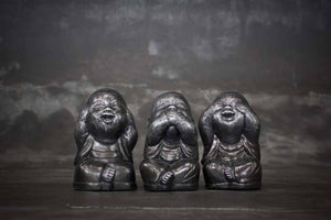 Hand-Painted Set of Three Buddhas - Deaf, Mute, Blind Gestures