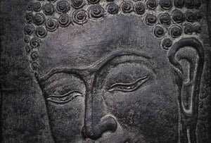 Decorative Cement Buddha Face Relief on a Stand - Grey