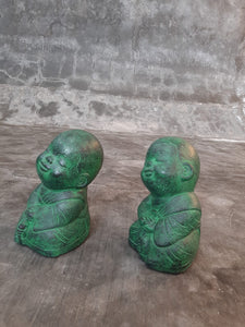 Handpainted Sitting Buddha Figures - Closed Eyes (Set of 2)