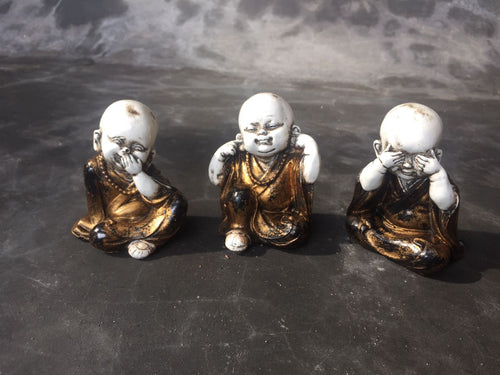 Set of 3 Baby Buddhas - Blind, Deaf, and Mute Gestures - 10 cm