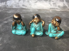 Load image into Gallery viewer, Hand-Painted Baby Buddha Set of 3 - Deaf, Mute, and Blind Gestures - 10 cm