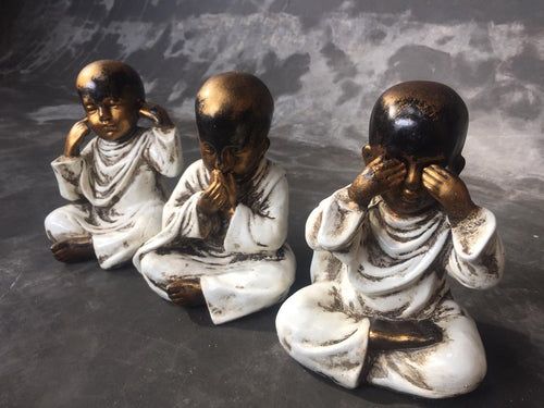 Large Baby Buddha Set of 3 - Blind, Deaf, and Mute Gestures - 22 cm