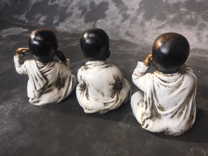 Large Baby Buddha Set of 3 - Blind, Deaf, and Mute Gestures - 22 cm