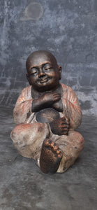 Sitting Smiling Shaolin Buddha Monk - Hands Over Heart